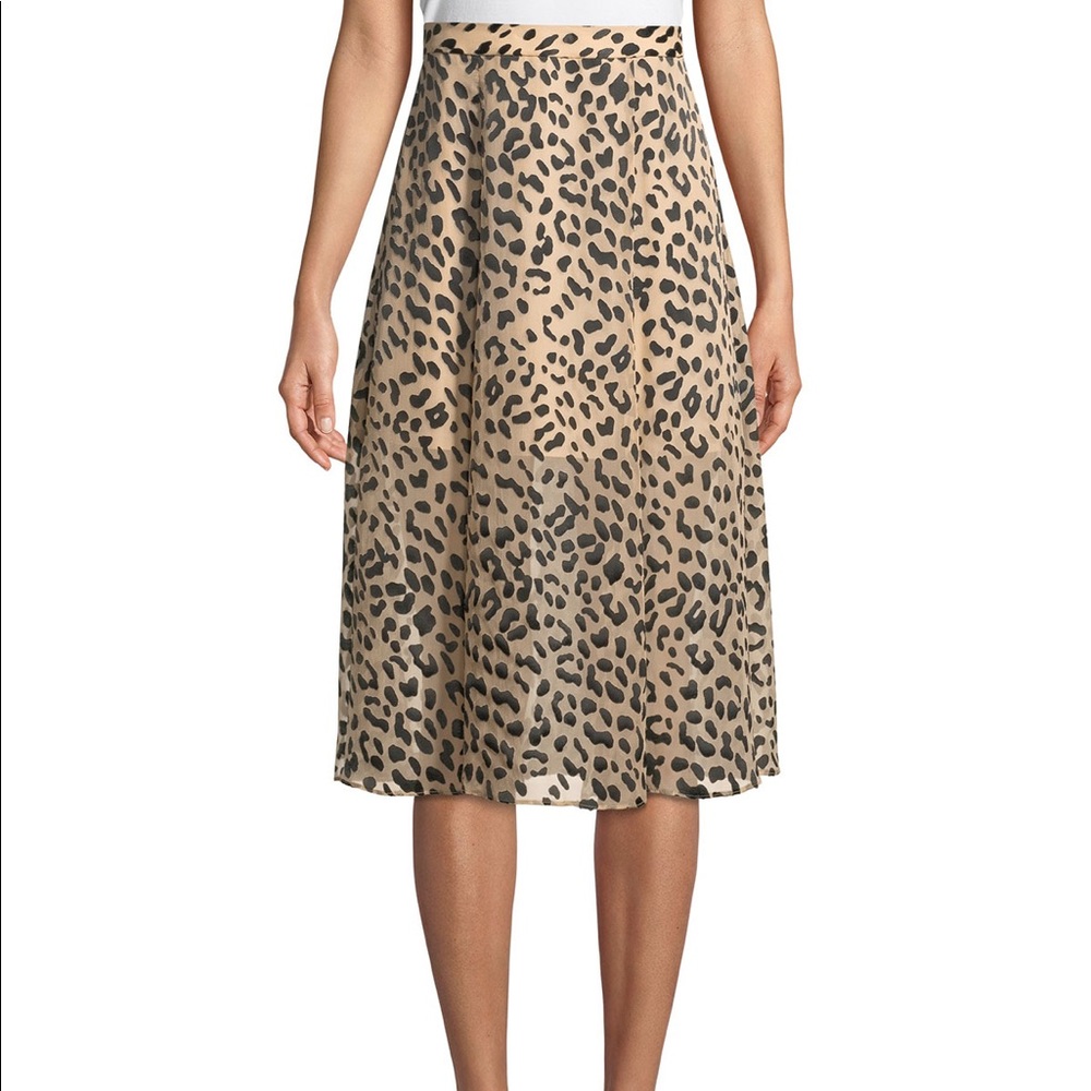 Alice + Olivia Athena Leopard Burnout Midi Skirt